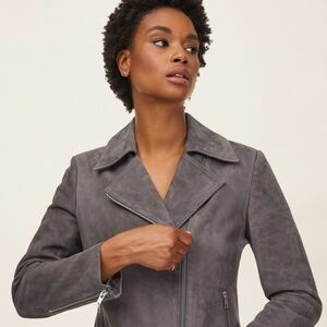 Italic EUC Elegant Women's Leather Jacket - Gray